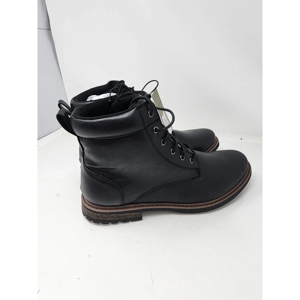 Goodfellow & Co Mens Black Lace Up Memory Foam Boots‎ Size 13 Ankle Lug Sole New